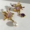 Rhinestone Butterfly with Teardrop Dangle Stud Earrings PW23032791979-2