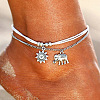 Alloy Elephant Flower Charm Multi-strand Anklets for Women FS-WG259DB-01-4