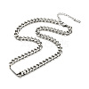 Non-Tarnish 304 Stainless Steel Rectangle Pendant Necklace with Curb Chains for Men Women NJEW-P229-18P-2