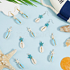 40Pcs 4 Colors Cowrie Shell & Dyed Synthetic Turquoise Starfish Pendants PALLOY-SC0004-40-3