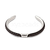 304 Stainless Steel Microfiber Leather Cord Cuff Bangles BJEW-D304-14P-02-2