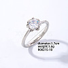 Flat Round Platinum Brass Adjustable Ring with Cubic Zirconia EG7863-14-1