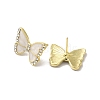 Butterfly Alloy & Enamel Stud Earrings with Clear Cubic Zirconia for Women EJEW-K282-03G-2