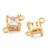 Brass Clear Cubic Zirconia Connector Charms KK-G516-09G-2