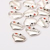 Wedding Theme Antique Silver Tone Tibetan Style Heart with Bridesmaid Rhinestone Charms X-TIBEP-N005-04B-2