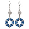 Glass Hexagon Dangle Earrings EJEW-MZ00305-2