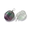 Natural Fluorite Copper Wire Wrapped Pendants G-C110-06E-P-2