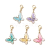 Butterfly Alloy Enamel Pendant Decorations HJEW-JM02705-02-2