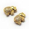 Rack Plating Brass Cubic Zirconia Beads ZIRC-S032-01G-2