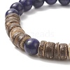 Natural Gemstone & Coconut Beaded Stretch Bracelet for Women BJEW-JB09149-3