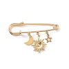 304 Stainless Steel Star & Sun & Moon Charms Safety Pin Brooch JEWB-BR00080-2