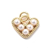 Heart Brass ABS Plastic Imitation Pearl Charms KK-Q017-22G-1