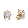 Brass Clear Cubic Zirconia Charms ZIRC-G170-12G-2