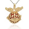 Golden Tone Brass Hollow Round Cage Pendants KK-J234-03G-1