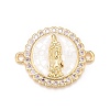 Brass Clear Cubic Zirconia Connector Charms KK-A161-05G-2