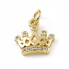 Brass Micro Pave Clear Cubic Zirconia Crown Charms ZIRC-F132-64G-1