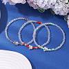 3Pcs Electroplate Glass Beads Stretch Bracelet set for Women BJEW-JB11397-1