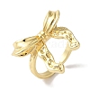 Bowknot Brass Open Cuff Rings for Women RJEW-C098-28G-1