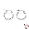 Rhodium Plated 925 Sterling Silver Hoop Earrings EJEW-K258-03A-P-1