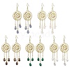 Mixed Gemstone Chip & Alloy Dangle Earrings EJEW-JE05885-1