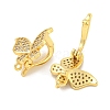 Rack Plating Brass Micro Pave Clear Cubic Zirconia Twister Clasps KK-B093-28G-3