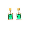 Fashionable stainless steel earrings with rectangular zirconia studs and diamond inlays. JJ6846-1-1