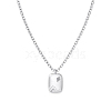 Rectangle with Star 925 Sterling Silver Micro Pave Cubic Zirconia Pendant Necklaces NJEW-K279-02S-4