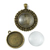 DIY Blank Round Glass & Tibetan Style Alloy Pendant Making Kits DIY-FS0006-10-2