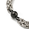 Two Tone 304 Stainless Steel Round Link & Byzantine Chain Bracelet BJEW-B078-21BP-2