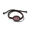 Adjustable Oval Natural Rhodonite Braided Bead Bracelets BJEW-H626-02-09-4