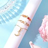 3Pcs Copper Wire Wrapped Gemstone Faceted Round Bead Finger Rings for Women RJEW-JR00887-3