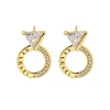 Rack Plating Brass Micro Pave Clear Cubic Zirconia Stud Earrings EJEW-T021-07G-1