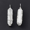 Natural Quartz Crystal Copper Wire Wrapped Pointed Pendants G-F733-05G-3