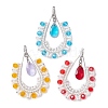 3Pcs Handmade Glass Seeds Beads Pendants PALLOY-MZ00396-1