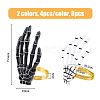 HOBBIESAY 8Pcs 2 Colors Halloween Skeleton Hand Plastic Napkin Rings AJEW-HY0001-12-2