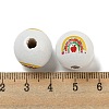 Printed Wood European Beads WOOD-L020-D06-3