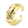 Brass Micro Pave Cubic Zirconia Open Cuff Ring RJEW-C033-15G-1