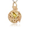 Golden Tone Brass Hollow Round Cage Pendants KK-J227-02G-2