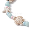 Starfish & Turtle Natural Malaysia Jade & Synthetic Turquoise Braided Beaded Anklet AJEW-AN00563-3