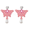 Glass Seed Beads Butterfly Stud Earrings EJEW-MZ00351-03-2