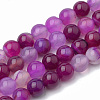 Dyed Natural Striped Agate/Banded Agate Round Bead Strands X-G-R342-8mm-04-1