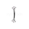 304 Stainless Steel Flat Round Cubic Zirconia Eyebrow Curved Barbell Rings WG8201B-03-1