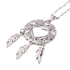 Non-Tarnish Woven Net/Web with Feather 304 Stainless Steel Pendant Necklaces for Women NJEW-G087-01P-2