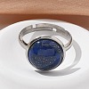 Half Round Natural Lapis Lazuli Finger Rings X-RJEW-M062-01P-04-4