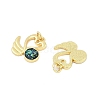 Brass Pave Synthetic Opal Swan Pendants KK-I723-07G-2