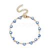 Enamel Heart with Evil Eye Link Chains Bracelet BJEW-P271-07G-04-1