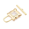 Brass Micro Pave Clear Cubic Zirconia Toggle Clasps KK-N254-137G-2