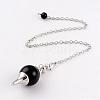 Natural Obsidian Sphere Dowsing Pendulums BJEW-E292-A04-1