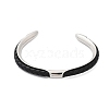 304 Stainless Steel Microfiber Leather Cord Cuff Bangles BJEW-D304-14P-01-2