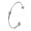 Screw End Ball 304 Stainless Steel Open Cuff Bangles BJEW-G677-01P-3